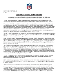 2020 Nfl Schedule Announced