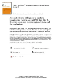 Acceptability and Willingness to Pay for a Hypothetical Vaccine Against SARS Cov-2 by the Brazilian Consumer: a Cross-Sectional Study and the Implications