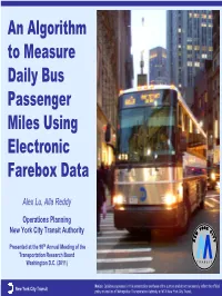 An Algorithm to Measure Daily Bus Passenger Miles Using Electronic Farebox Data