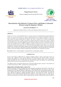 Determination of the Dielectric Constant of Pure and Bamboo Carbonated Polymers Using the Impedance Method