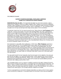 For Immediate Release Albany's Thompson