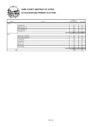 Park County Abstract of Votes 6/7/2016 Montana Primary Election