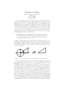 Pythagorean Triples MAS 100 Concepts of Mathematics Sample Paper Jane D