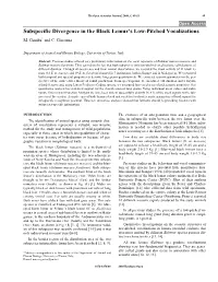 Subspecific Divergence in the Black Lemur's Low-Pitched Vocalizations