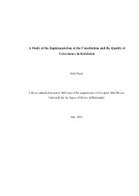 A Study of the Implementation of the Constitution and the Quality of Governance in Kurdistan