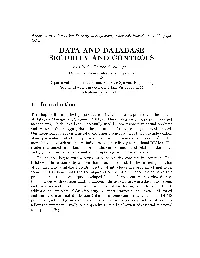 Data and Database Security and Controls