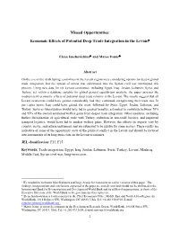 Economic Effects of Potential Deep Trade Integration in the Levant