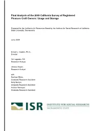Final Analysis of the 2009 California Survey of Registered Pleasure Craft Owners: Usage and Storage