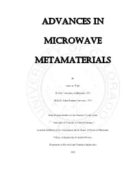 Microwave Metamaterials James A