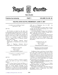 NS Royal Gazette Part I