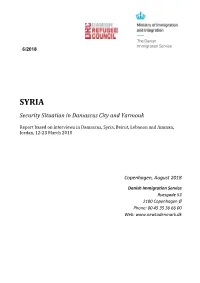 Syria: Security Situation in Damascus City and Yarmouk
