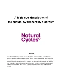 A High Level Description of the Natural Cycles Fertility Algorithm