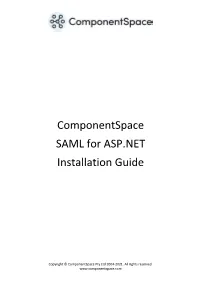 Componentspace SAML for ASP.NET Installation Guide