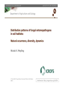 Distribution Patterns of Fungal Entomopathogens in Soil Habitats