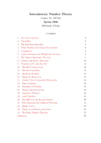 Introductory Number Theory Course No