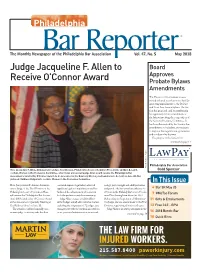 Judge Jacqueline F. Allen to Receive O'connor Award