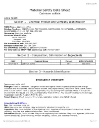 Material Safety Data Sheet Cadmium Sulfate