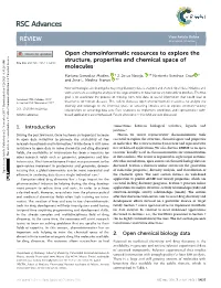 Open Chemoinformatic Resources to Explore the Structure, Properties and Chemical Space of Molecules