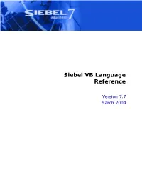 Siebel VB Language Reference