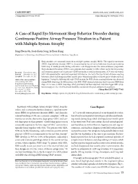 A Case of Rapid Eye Movement Sleep Behavior Disorder During Continuous Positive Airway Pressure Titration in a Patient with Multiple System Atrophy