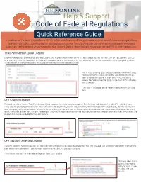 Code of Federal Regulations | Quick Reference Guide