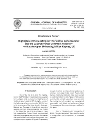Conference Report Highlights of the Meeting on “Horizontal Gene