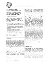 Sources of Fecal Indicator Bacteria to Groundwater, Malibu Lagoon And