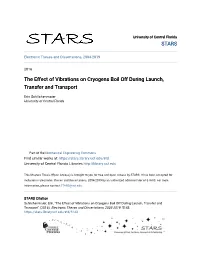 The Effect of Vibrations on Cryogens Boil Off During Launch, Transfer and Transport