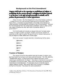 Background on the First Amendment