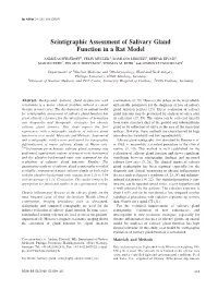 Scintigraphic Assessment of Salivary Gland Function in a Rat Model