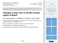 Changes in Imja Tsho in the Mt. Everest Region of Nepal