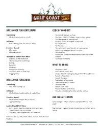 Dress Code for Gentleman Dress Code for Ladies Code