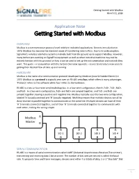 Getting Started with Modbus March 31, 2020