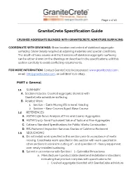 Granitecrete Specification Guide