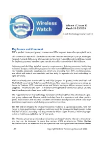 Key Issues and Comment TIP’S Packet Transport Group Issues New Rfis in Push Towards Open Platforms