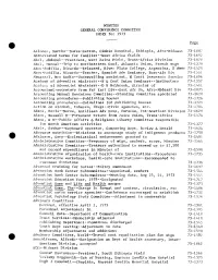 MINUTES GENERAL CONFERENCE COMMITTEE INDEX for 1973 Page