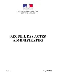 Recueil Des Actes Administratifs