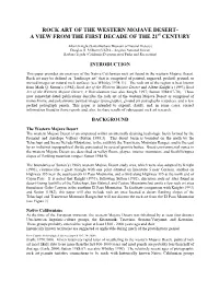 ROCK ART of the WESTERN MOJAVE DESERT- a VIEW from the FIRST DECADE of the 21St CENTURY