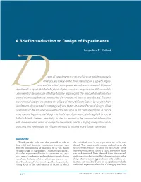 A Brief Introduction to Design of Experiments
