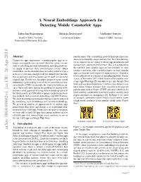 A Neural Embeddings Approach for Detecting Mobile Counterfeit Apps