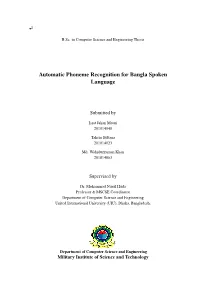 Automatic Phoneme Recognition for Bangla Spoken Language