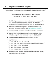III. Completed Research Projects