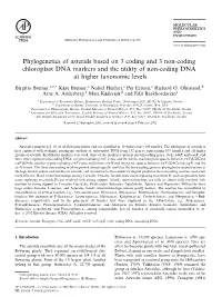 Phylogenetics of Asterids Based on 3 Coding and 3 Non-Coding Chloroplast DNA Markers and the Utility of Non-Coding DNA at Higher Taxonomic Levels