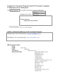 Template for Taxonomic Proposal to the ICTV Executive Committee Creating Species in an Existing Genus
