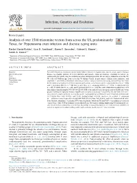 Analysis of Over 1500 Triatomine Vectors from Across the US, Predominantly T Texas, for Trypanosoma Cruzi Infection and Discrete Typing Units
