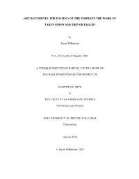 Art Documents: the Politics of the Visible in the Work Of