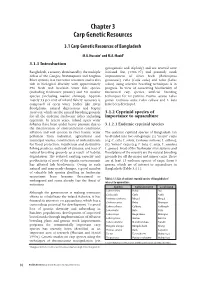 Chapter 3 Carp Genetic Resources 3.1 Carp Genetic Resources of Bangladesh