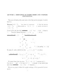 Derivative of Power Series and Complex Exponential