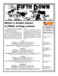Walsh Is Double Winner in FWAA Writing Contest September 2012 Christopher Walsh and Dave Matter Walsh