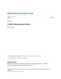 A Call for Obscenity Law Reform